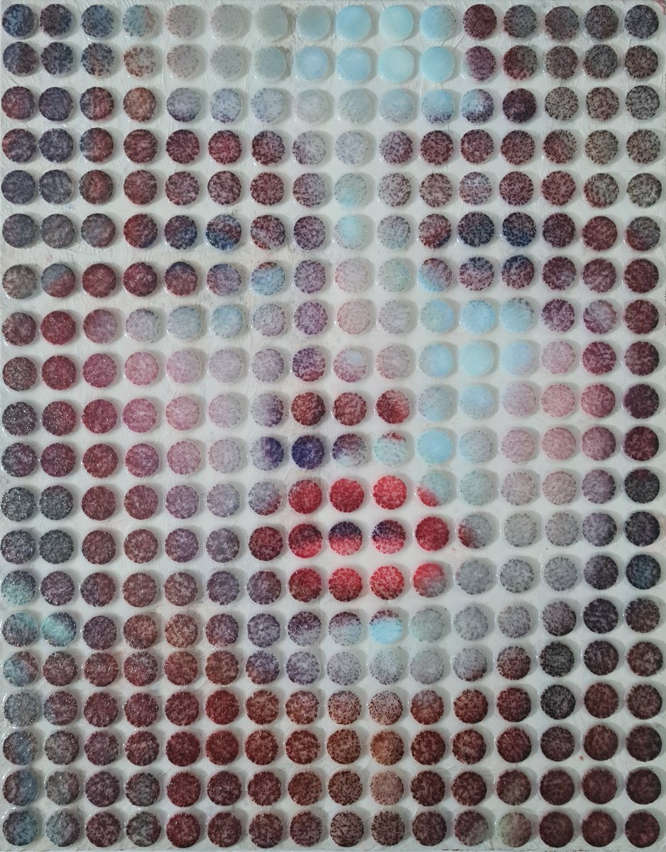 Impressionistic Portrait Collage By Alessio Mazzarulli, 16 X 20, In Your Thoughts (N.717) - Dot Art Series, Original Artwork