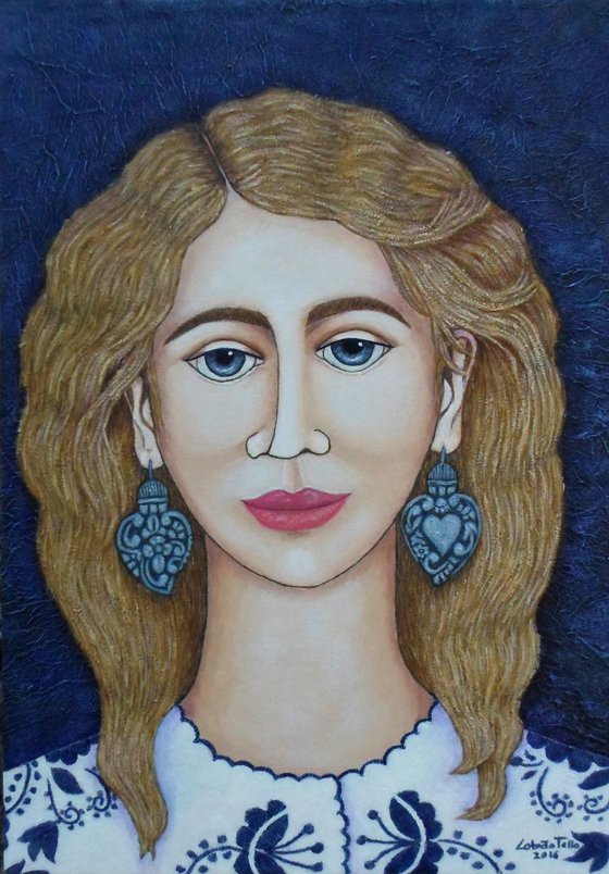 Woman with silver earrings