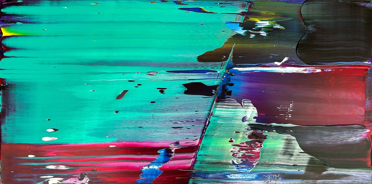 Urban And Pop Abstract Acrylic Painting By Preston M. Smith (Pms), 24 X 12", "Electric Slide", Original Artwork