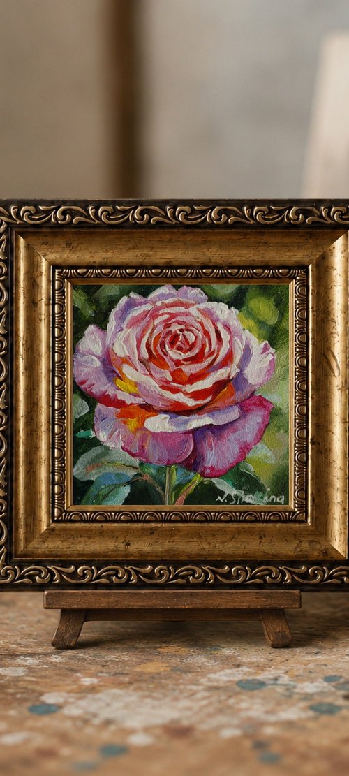 Pink Rose Miniature by Natalia Shaykina