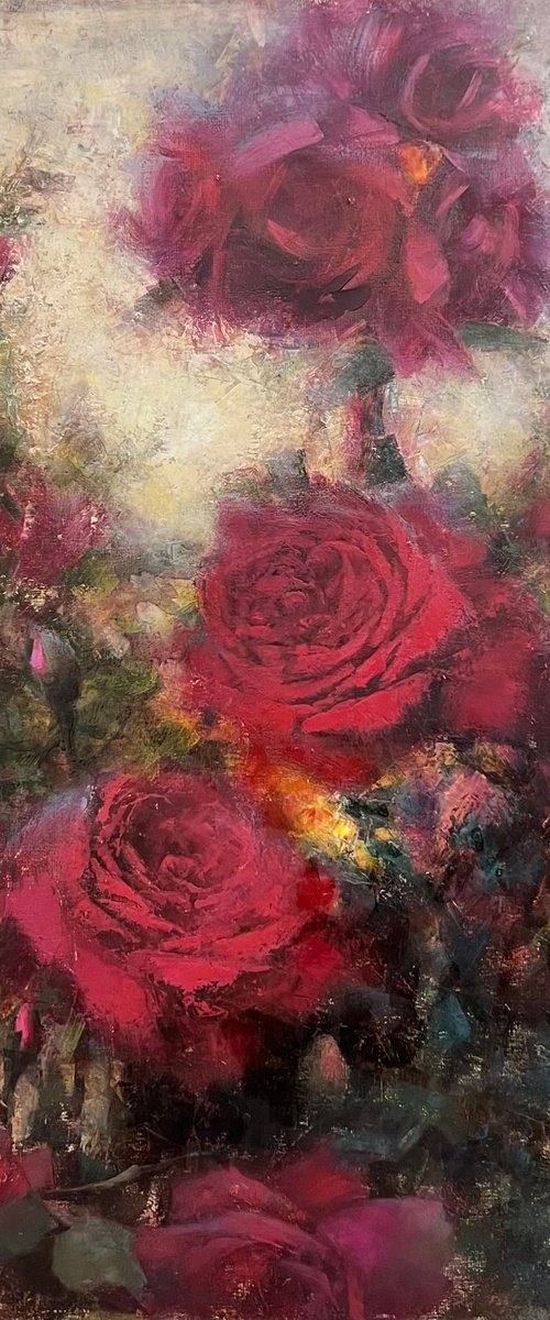 Red Roses Moody Atmosphere by Yulia Odukalets