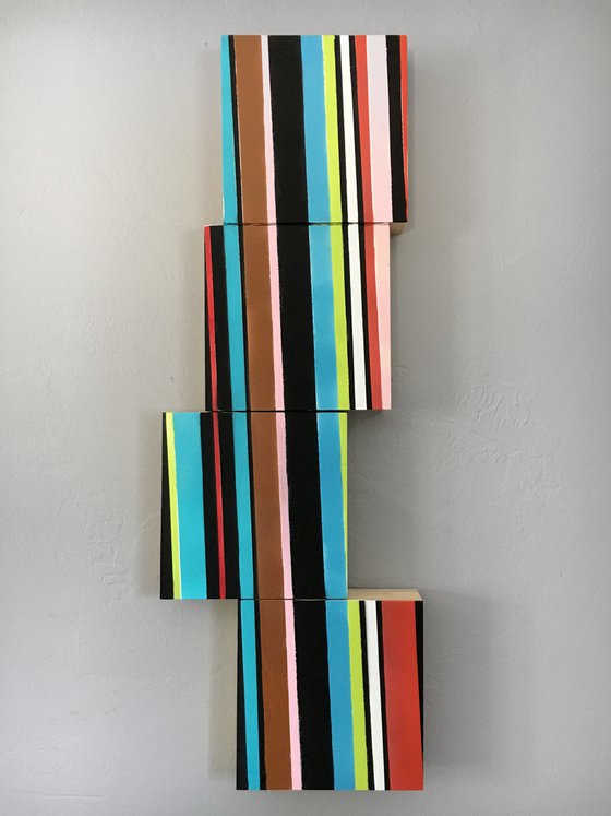 Stripes 4 Boxs Abstract 12x33x2" Modern by Bo Kravchenko