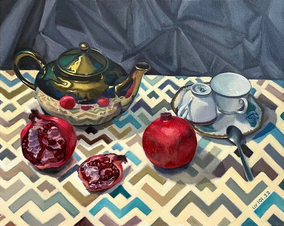 Still life with Teapot and Pomegranate
