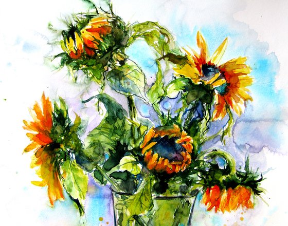 Colorful life with sunflowers