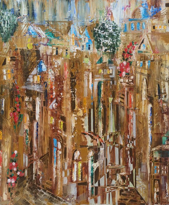 Impressions of the city (50x60cm, oil painting, ready to hang)