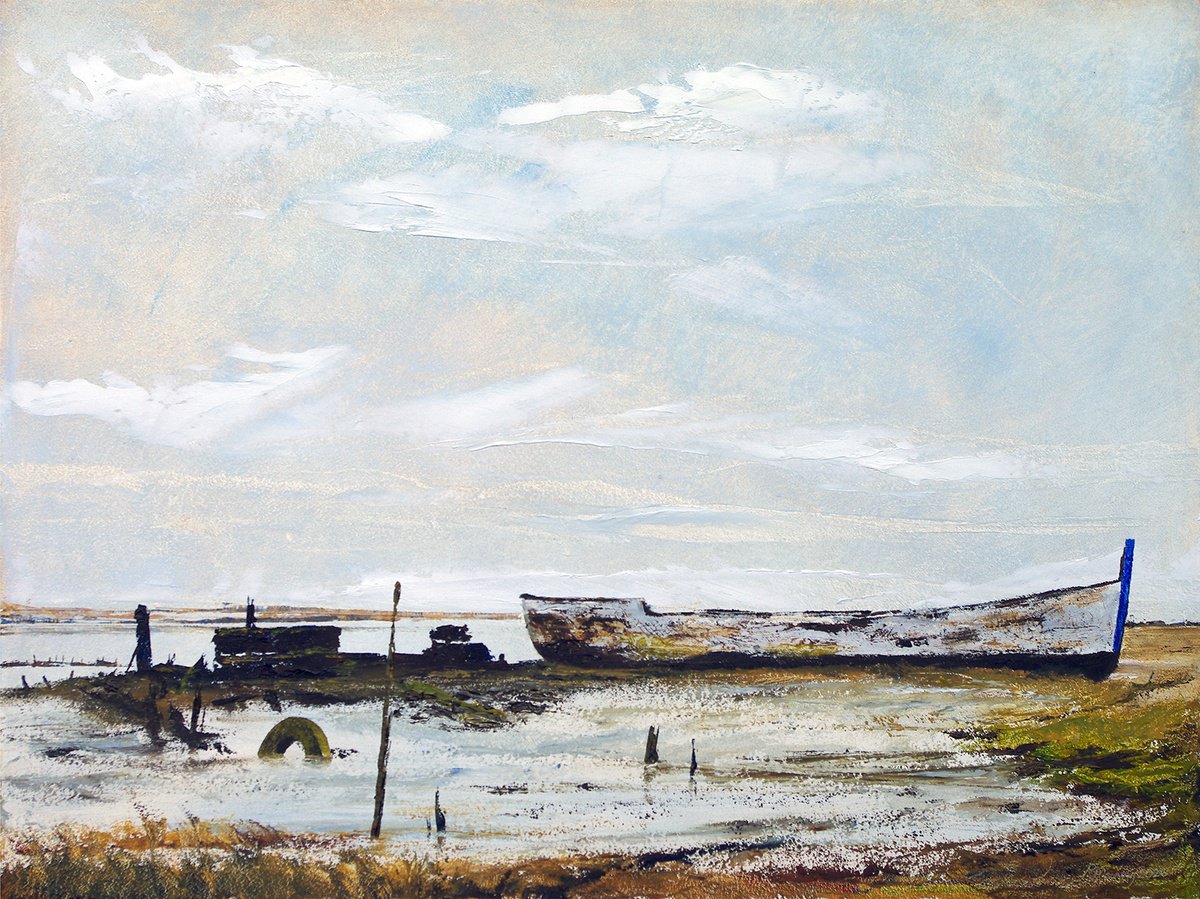 Barge Abandoned By Richard Manning, 32 X 24, Artwork For Sale On Artfinder