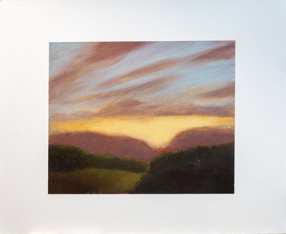 In the evening - landscape oil painting Sunset Countryside Nature