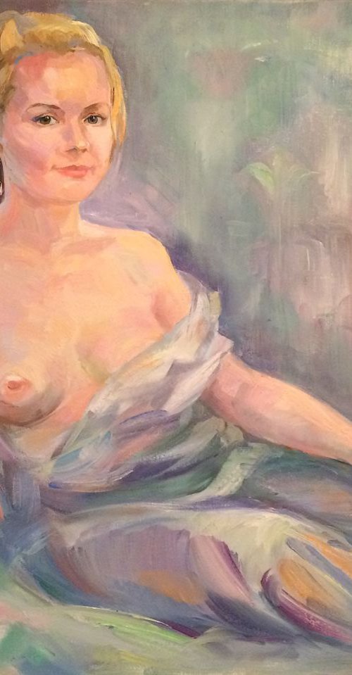 Portrait Oil Nude Erotic Girl by Alexandra L. ZELTSER