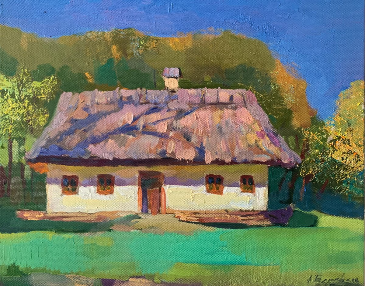Impressionistic Cityscapes Oil Painting By Andriy Berekelia, 20 X 16, Ukrainian Cottage, Original Artwork