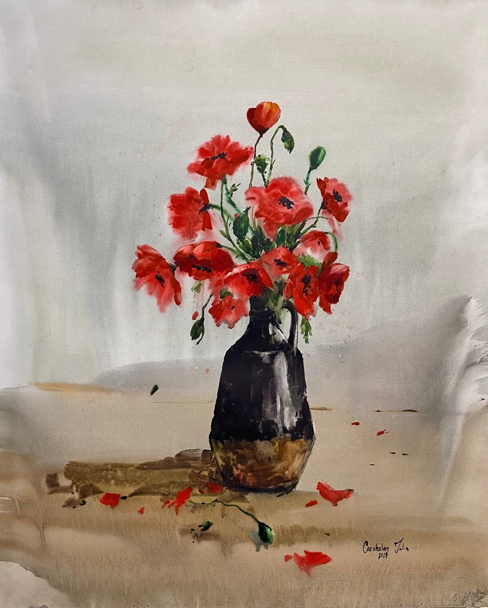 Watercolor - Still life. Poppies - ? perfect gift by Iulia Carchelan