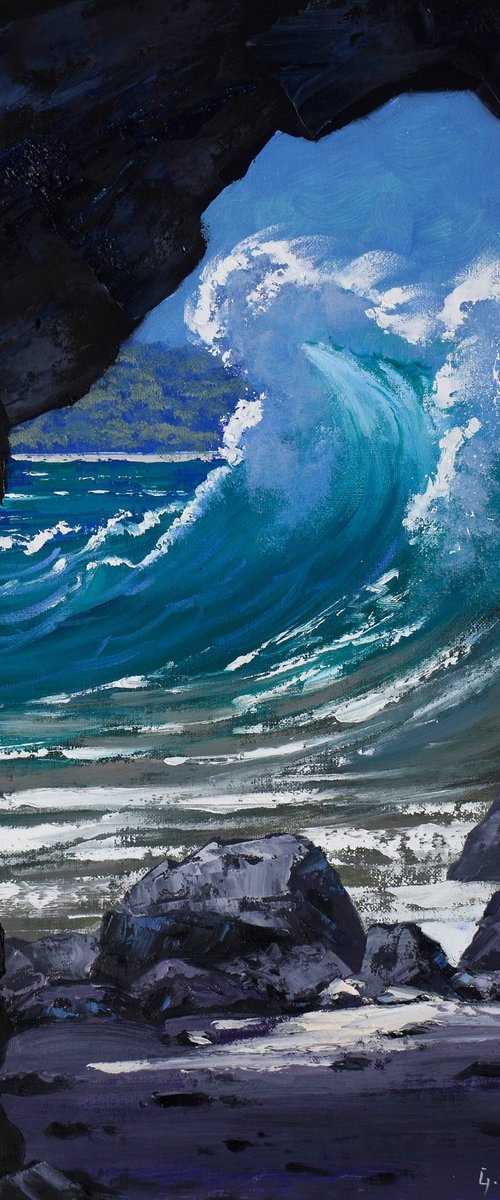 Crashing Wave Ocean Cave by Graham Gercken