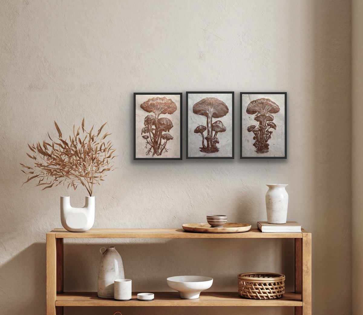 Copper Fungi Triptych by Amy Cundall