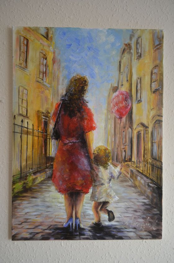 Original oil painting@ '' TWO OF US''