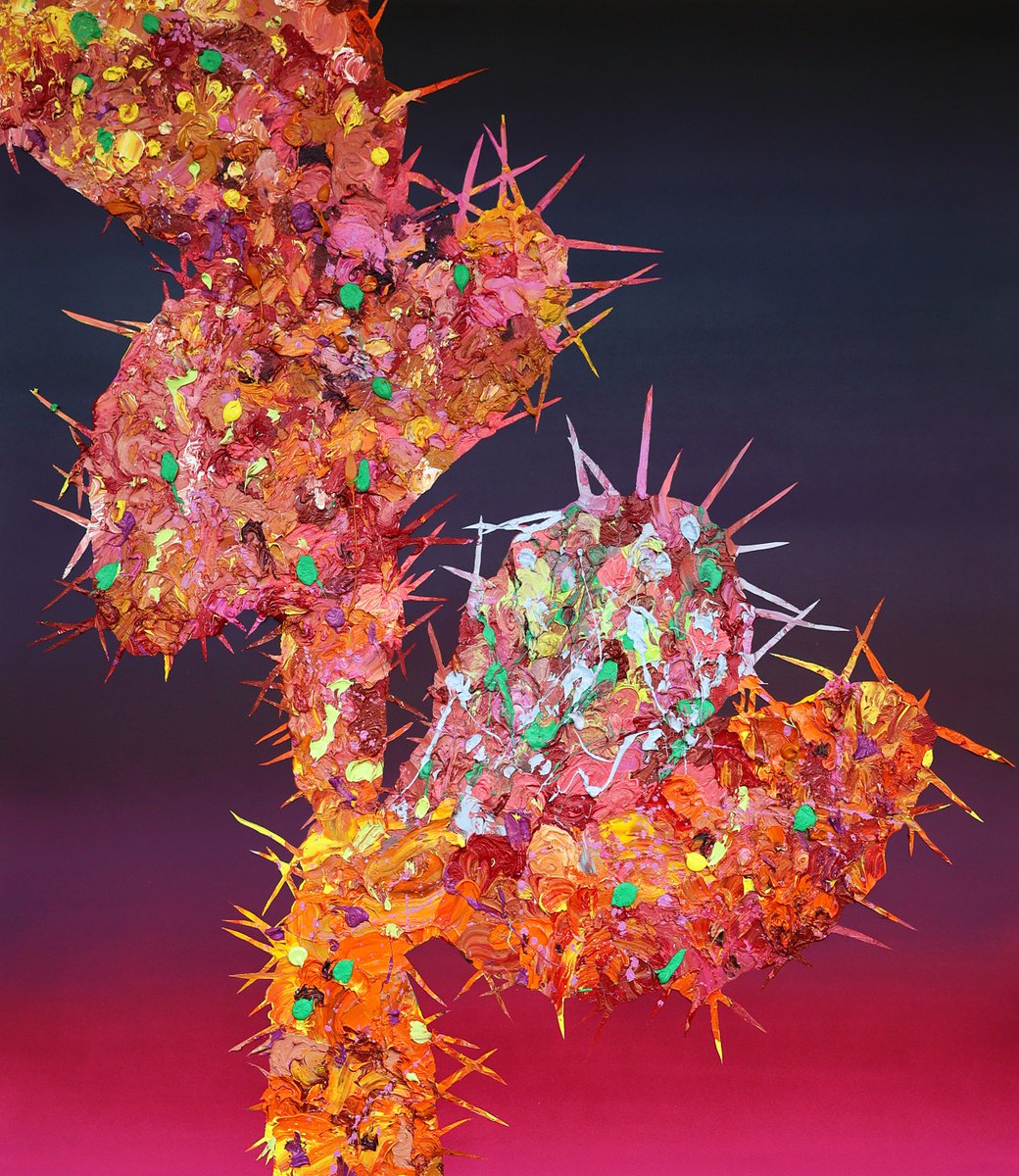 Expressive Botanical Oil Painting By Dominic Virtosu, 51 X 59, Spikes Of Love, Original Artwork