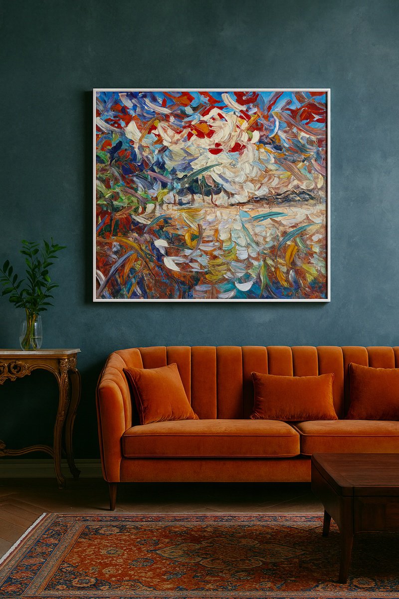 Impressionistic Abstract Oil Painting By Antonino Puliafico, 47 X 43, Senza Tempo, Original Artwork