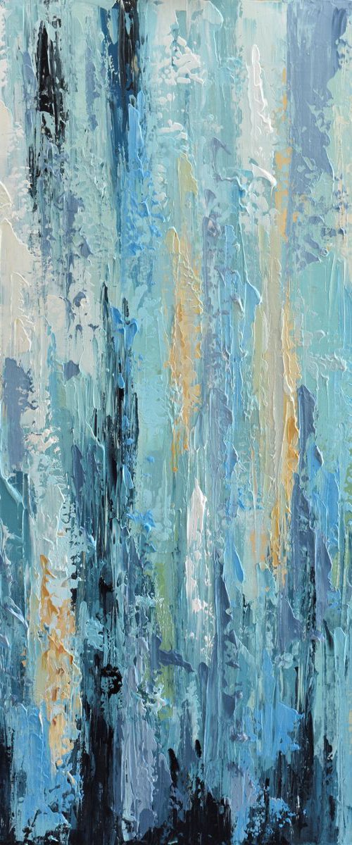 Blue with a touch of brown - Original Abstract Acrylic Painting by Olga Tkachyk