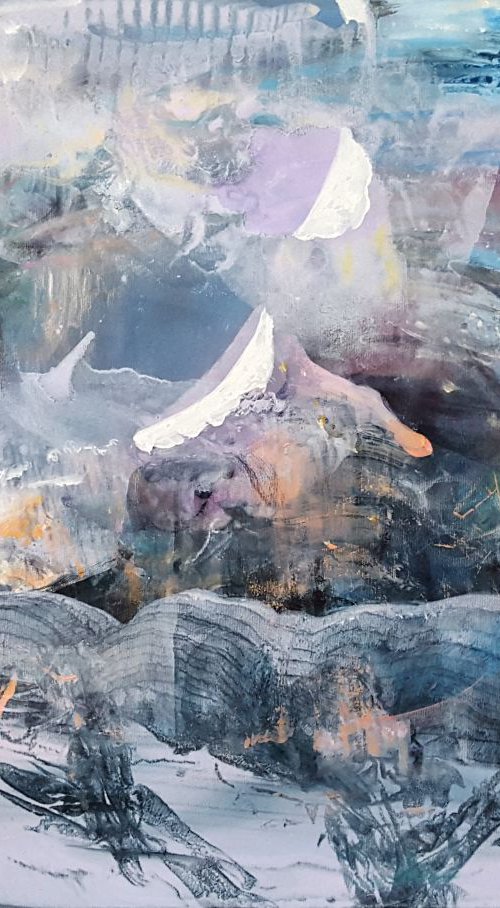 REPLACING THE DOWN WITH A HEAD OF STRANGE FLOWER BEAUTIFULL  ABSTRACT MINDSCAPE BY OVIDIU KLOSKA by Kloska Ovidiu