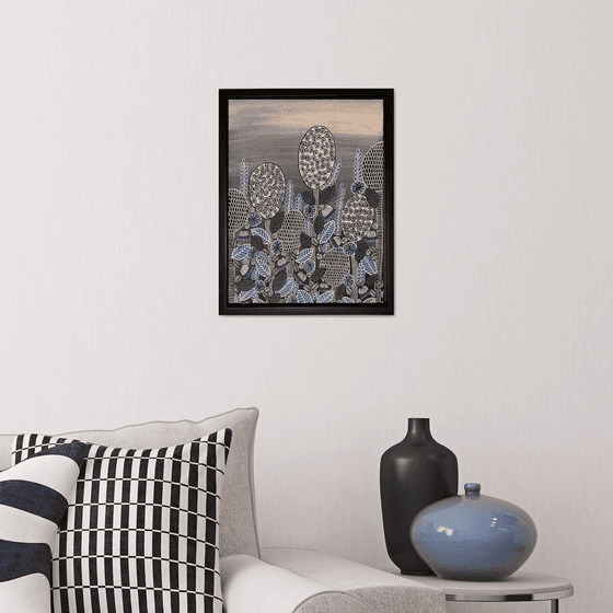 Bulbs and Blooms Blue FRAMED - CZ20022