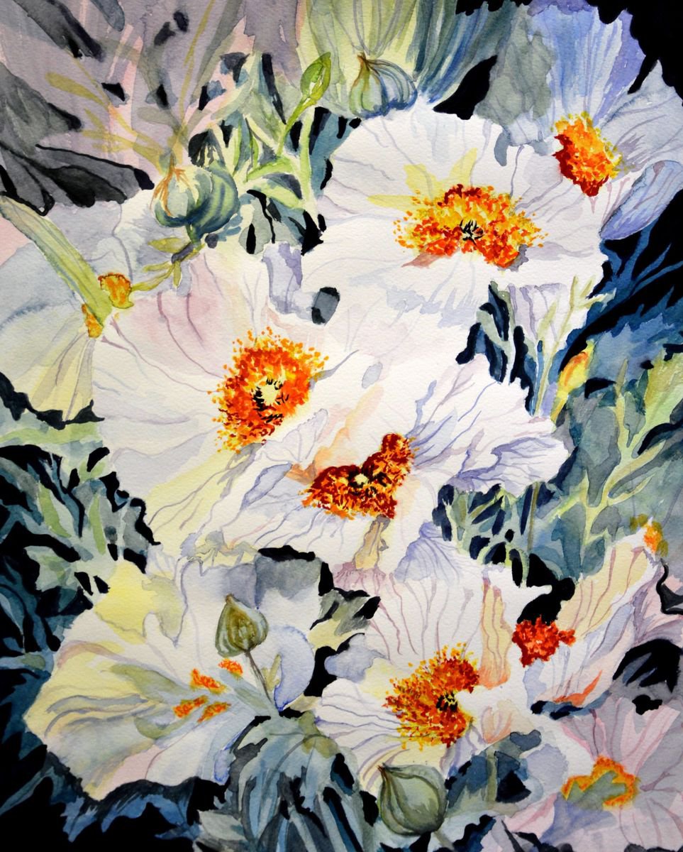 Impressionistic Botanical Watercolour By Aneta Gajos, 17 X 22, Rommey, Original Artwork