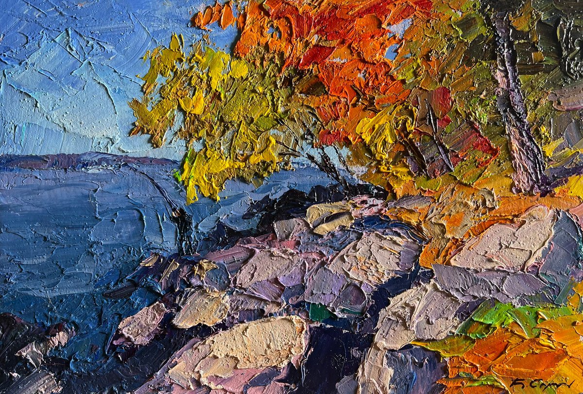 Autumn Fishing By Boris Serdyuk, 12 X 8, Artwork For Sale On Artfinder