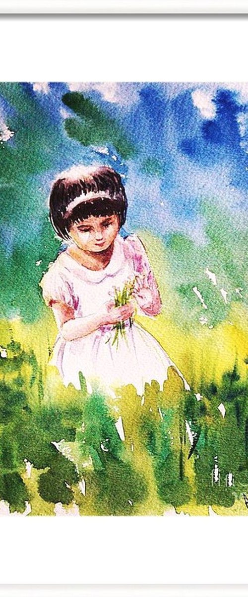 Garden Girl Childhood Joys 3 by Asha Shenoy