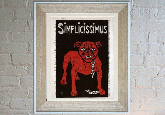 Simplicissimus - Collage Art Print on Large Real English Dictionary Vintage Book Page