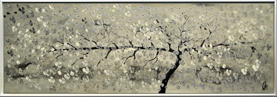 Silvertree  acrylic abstract painting cherry blossoms nature painting framed canvas wall art