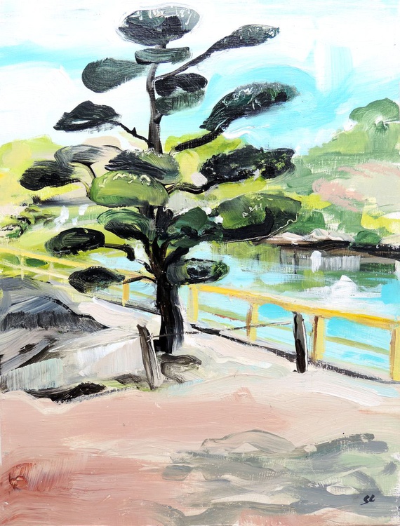 Japanese Tree Acrylic Painting On Wood Panel Artfinder