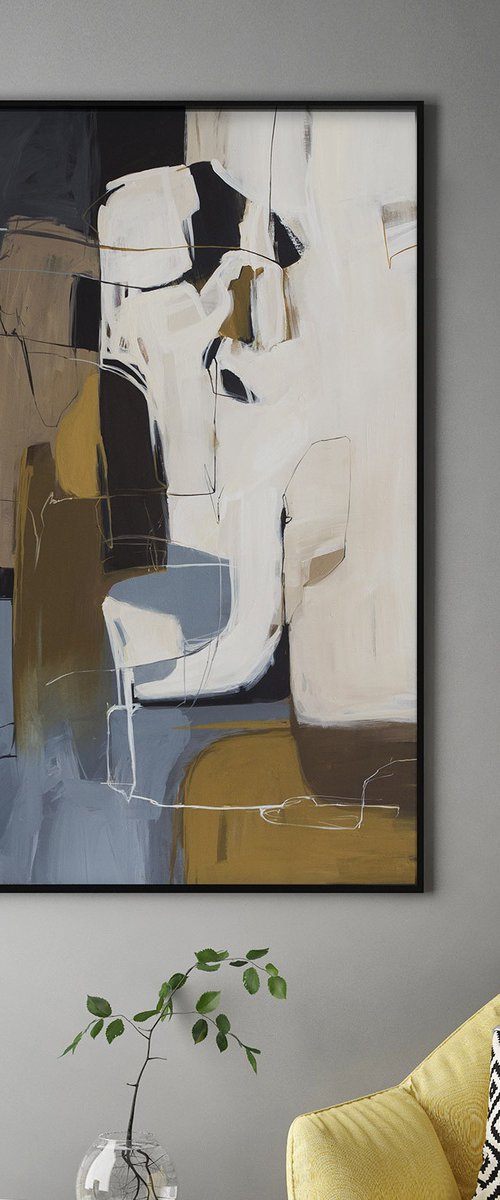 "Elation" Abstract brown blue white art by Nina