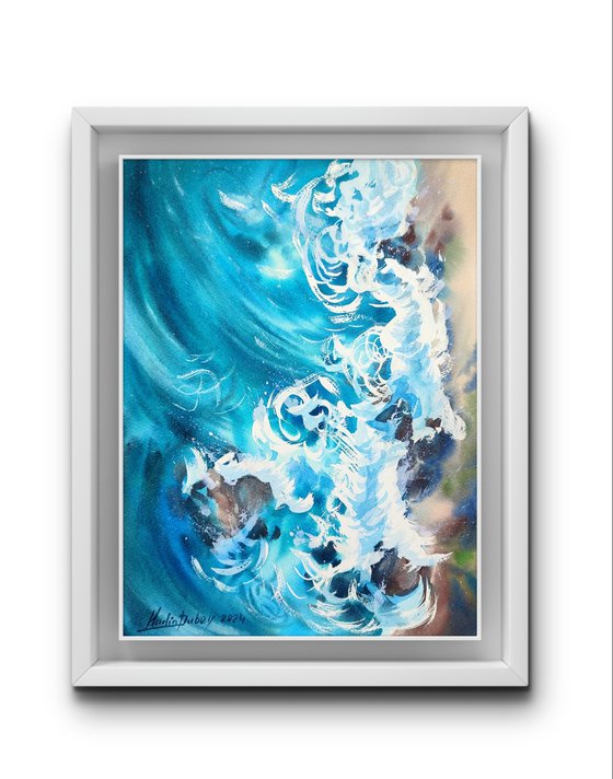 Waves. Original watercolor.