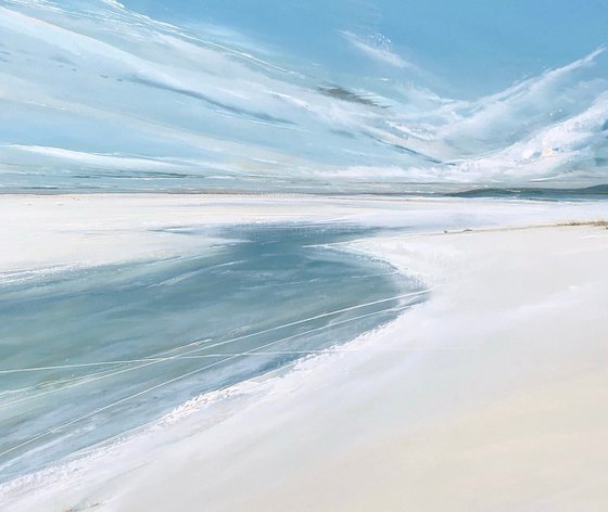 Estuary large seascape original oil painting