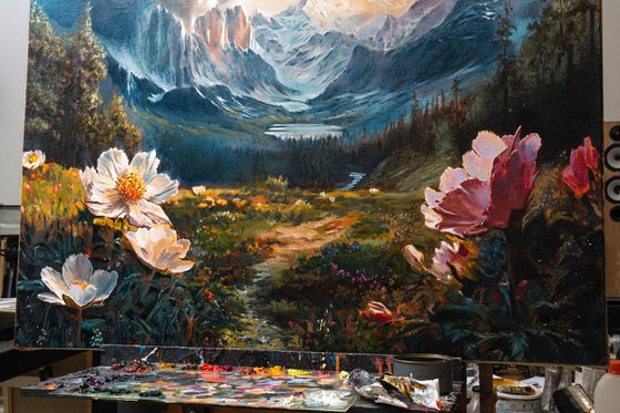Landscape with flowers