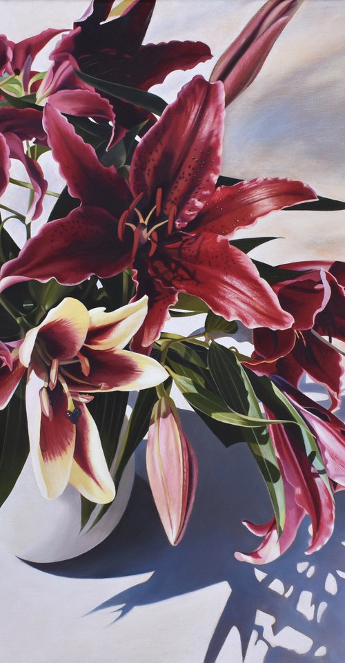 Red Lilies. by Vera Higgins