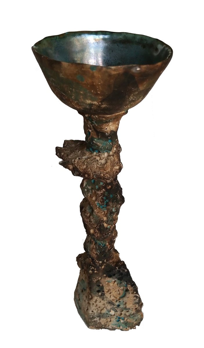 Expressive Botanical Clay Sculpture By Rossitza Trendafilova, 5 X 15", "Figure Ii", Original Artwork