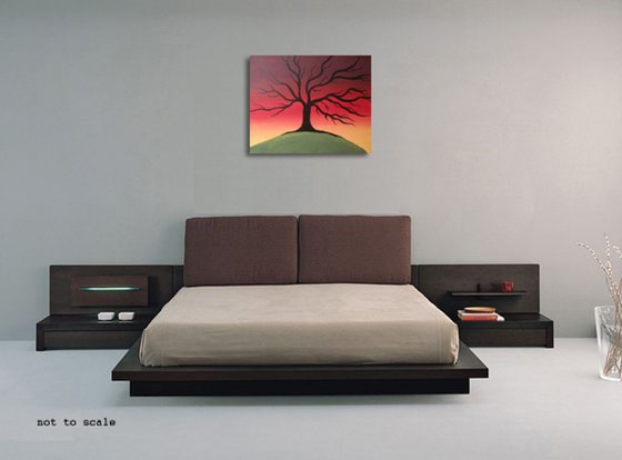 landscape tree  colour abstract "The Rainbow Tree" painting art canvas - 16 x 20 inches