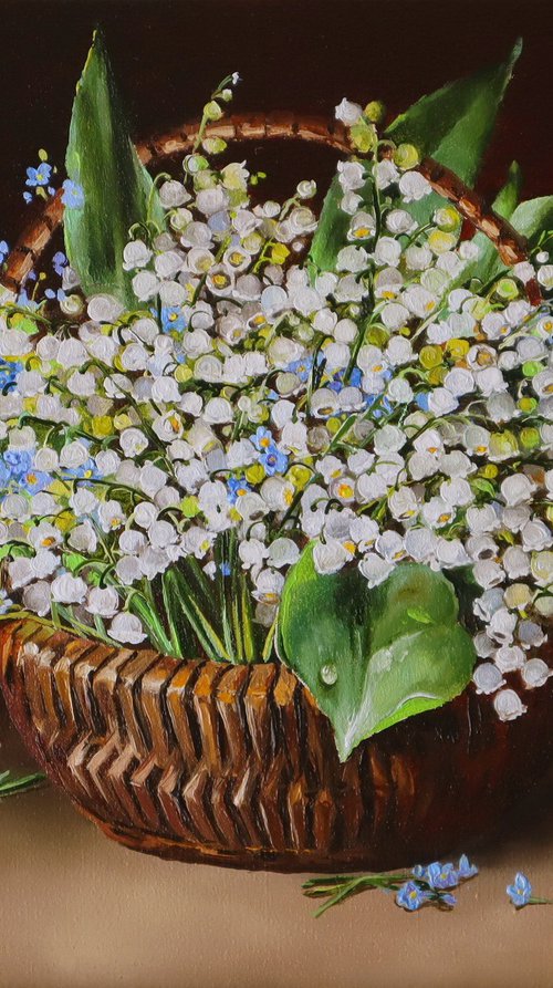 Lilies of the Valley in Basket by Natalia Shaykina