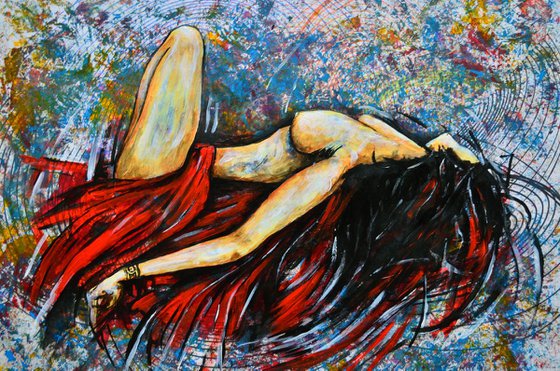 Sleeping Colours - Vibrations Mixed Media Original Modern Painting Art