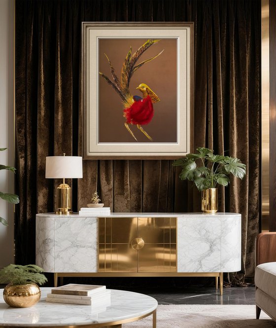 Golden phaesant Soft Pastel