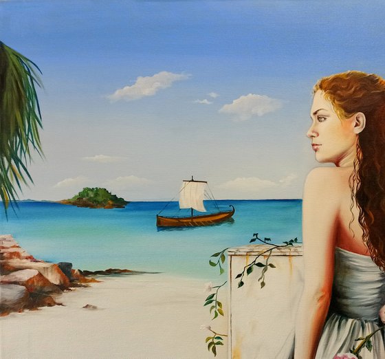 Orizzonte - landscape - sea - portrait -original painting