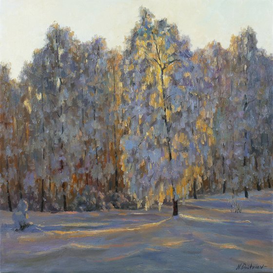 Sunlight Through The Trees- winter landscape painting
