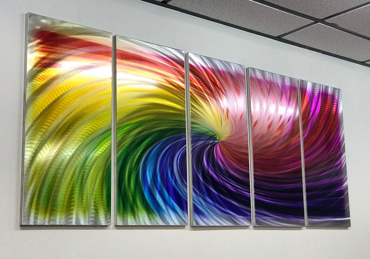 Abstract Painting By Dong Su, 64 X 25, Rotating Rainbow, Original Artwork