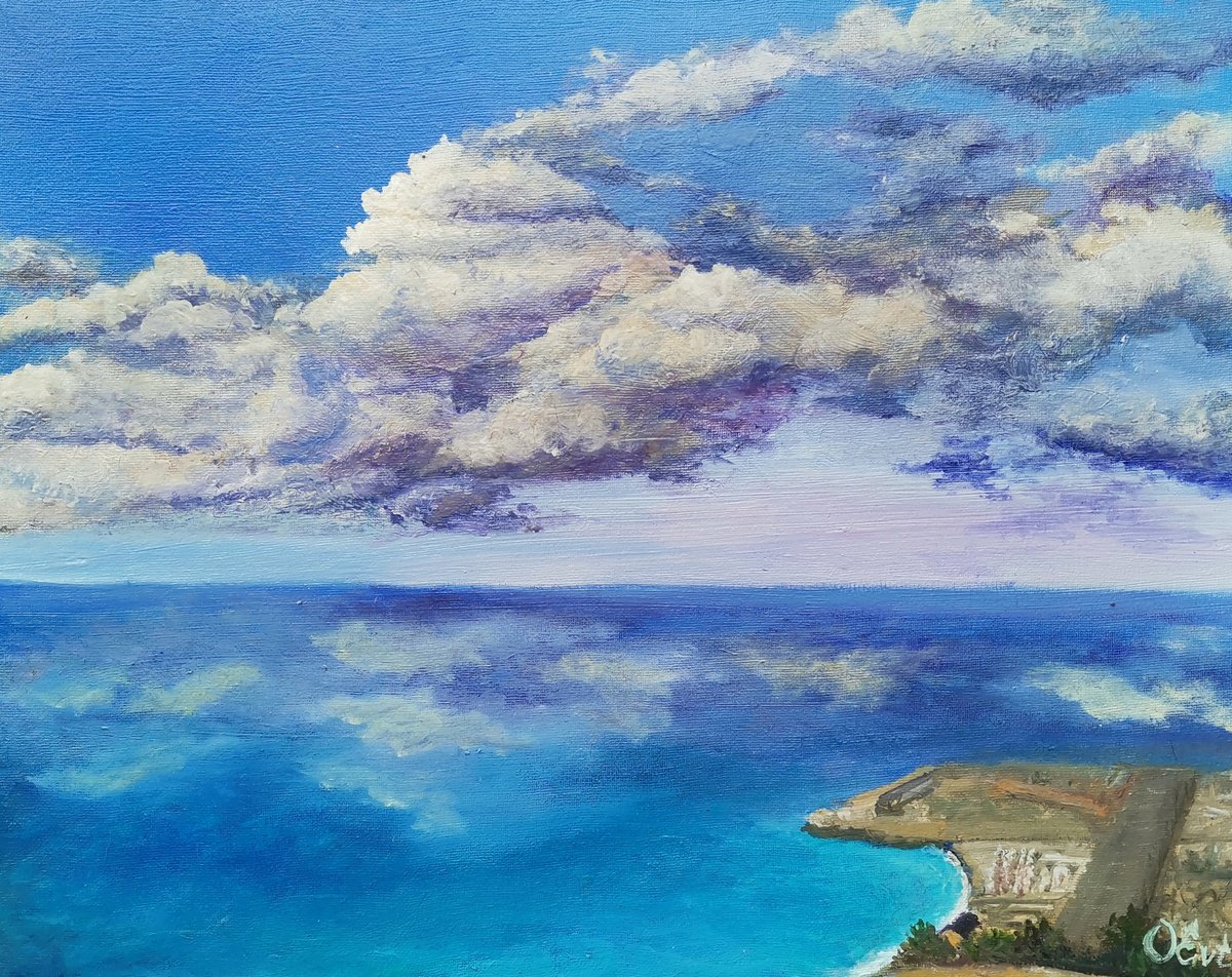August seascape. 50x40 cm. Vista sul mare di agosto by Oksana Siciliana