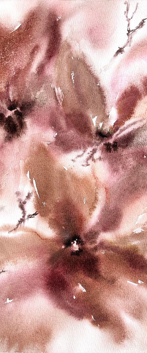 Abstract magolia flowers by Olga Grigo