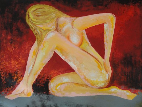 Nude girl ! Large Painting on Canvas ! by Amita Dand