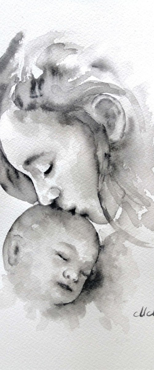 Maternal love IV by Mateja Marinko