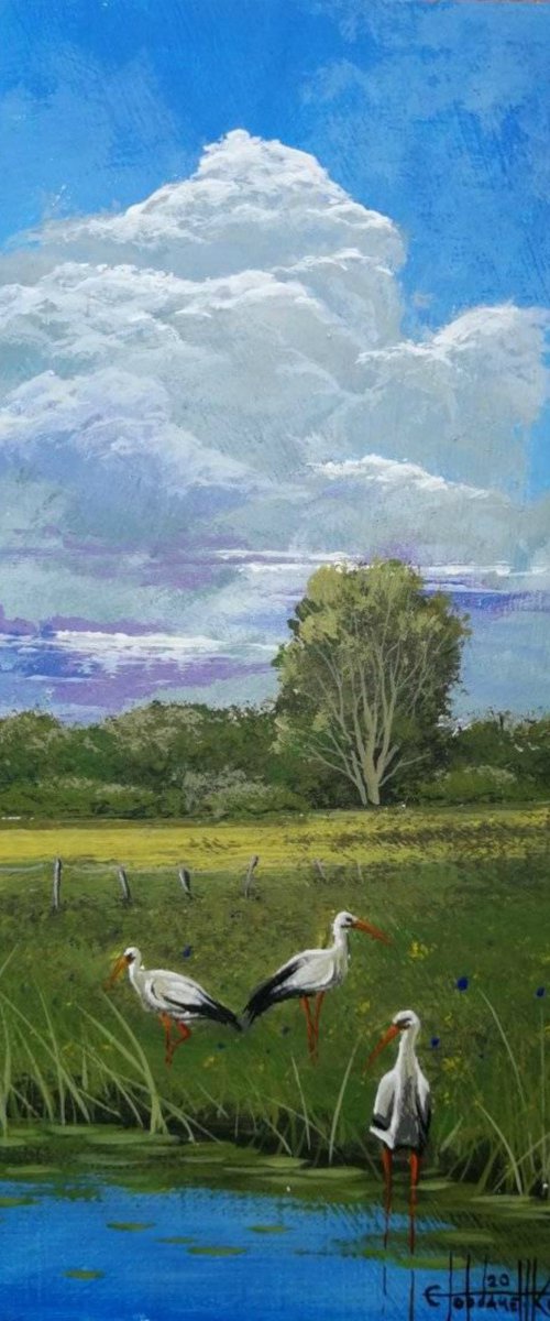 Ukrainian landscape Acrylic on panel 28x15cm by Eugene Gorbachenko