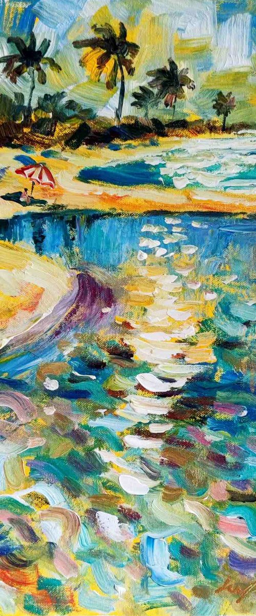 Tropical Beach Painting Ocean Landscape by Ion Sheremet