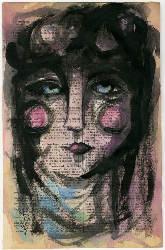 Funky Face 2020-37 - Mixed Media Painting by Kathy Morton Stanion