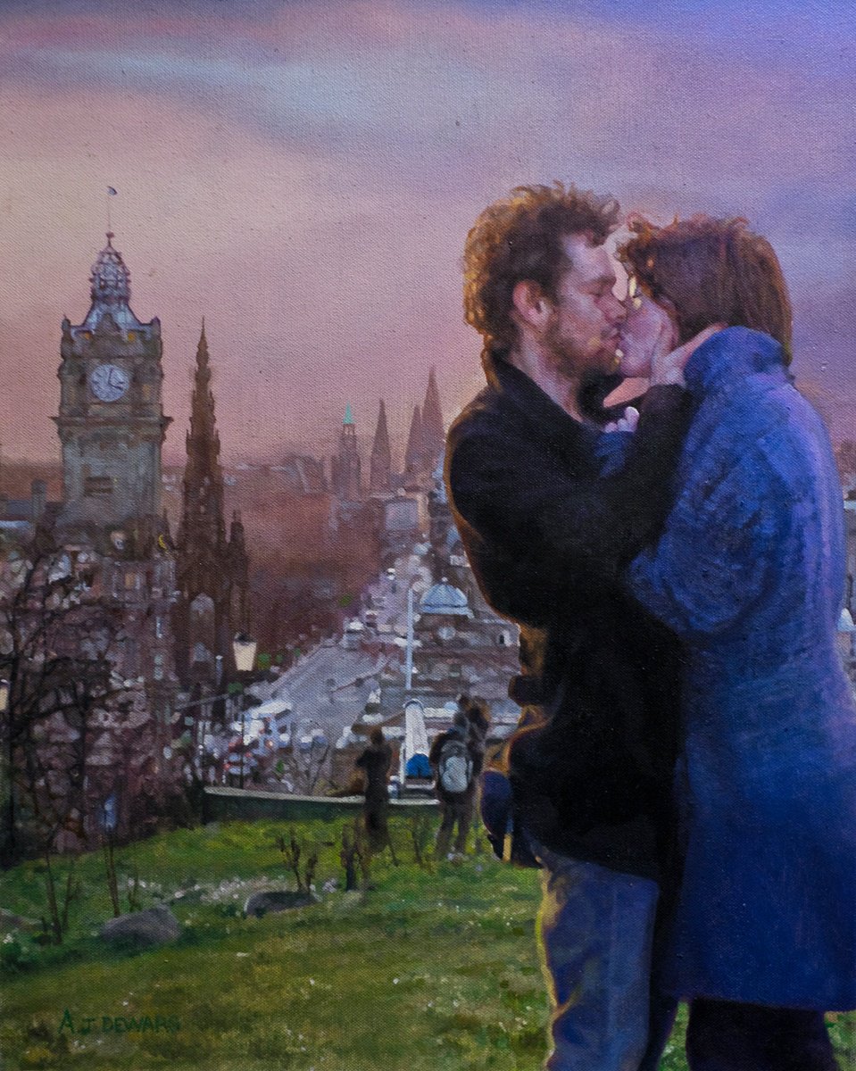 Photorealistic Oil Painting , Edinburgh Twilight By Alex Dewars, 22 X 26, Artwork For Sale On Artfinder