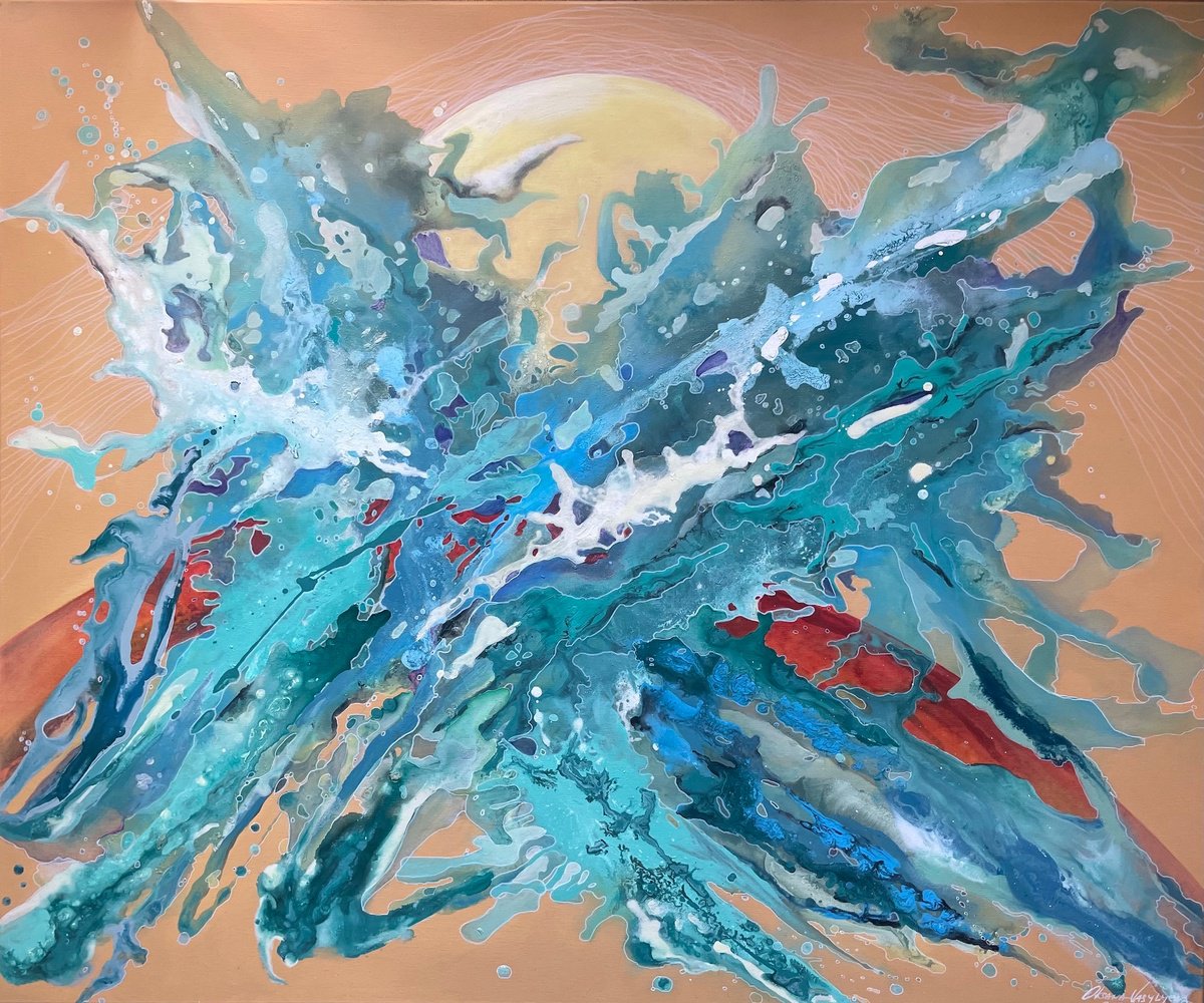 Abstract Acrylic Painting By Oksana Vasylyeva, 47 X 43", New Wave, Original Artwork